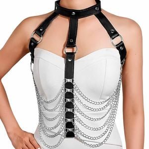 Harness Corporal em Couro com Correntes 2